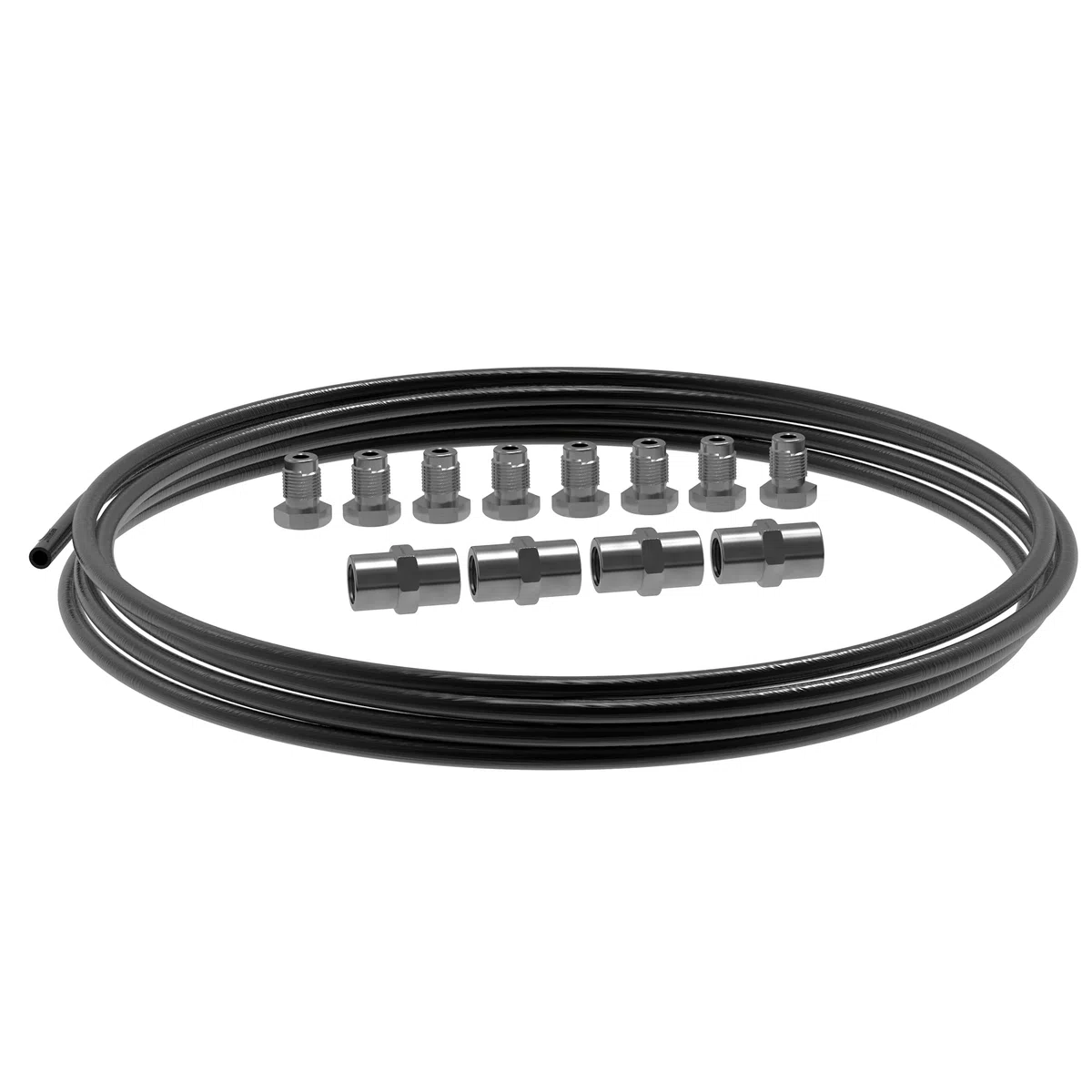 3m Tubo di Freno Ø 4,75 mm Kit + 8 raccordi maschi + 4 connettori M10 x 1 DIN 74 234 Set di Tubi di Acciaio e Accessori dei Freni per Svasatura DIN F