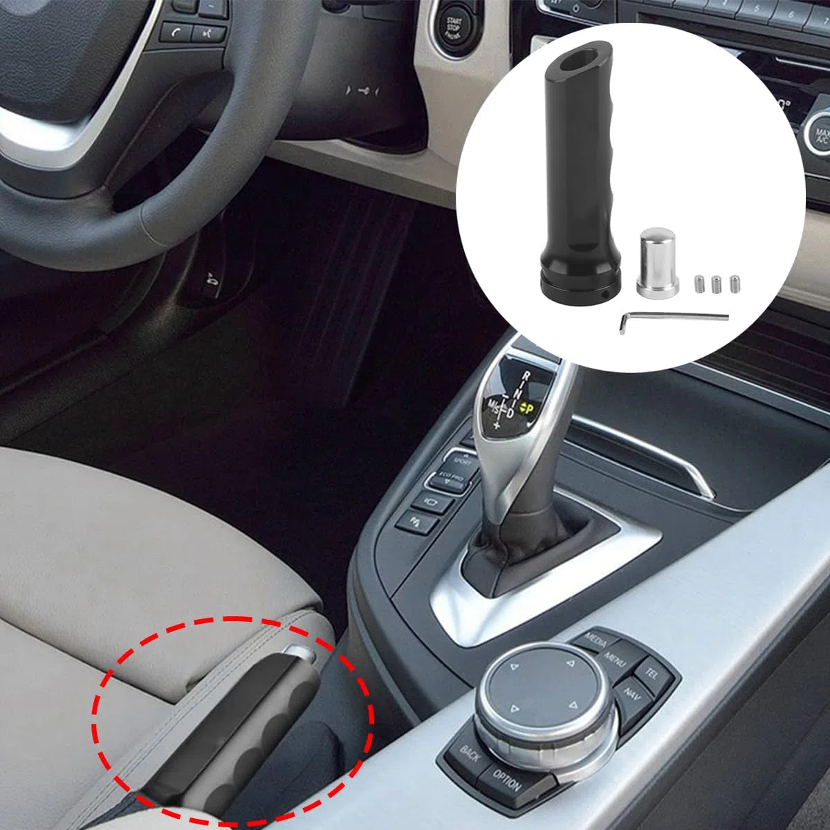 Auto freno a mano maniglia copertura universale auto freno elettrico maniglia manicotto copertura (nero)