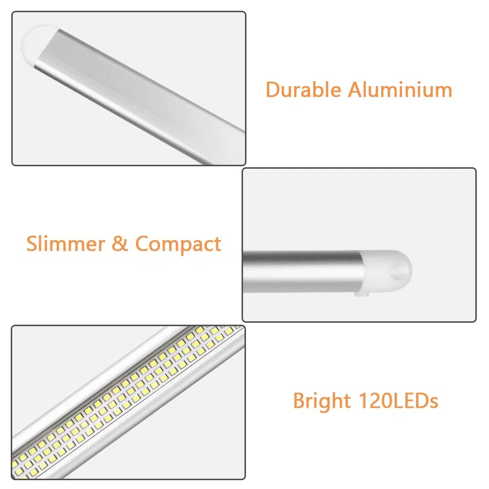 URAQT Barra LED 12V, 2 Pezzi 120 LED Barra Luminosa, 8W 1600LM, Barras Luminosa a LEDs per Interni Universale con Interruttore, Luci LEDs Interni per Auto, Camion, Camper, Furgone, Barca,Cucina,Studia