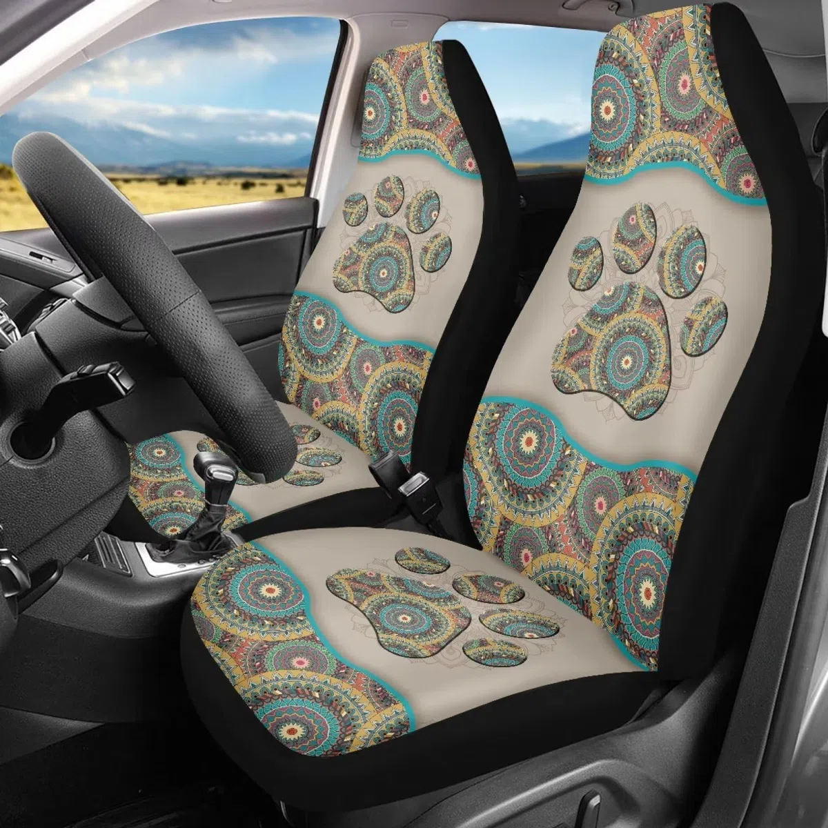 BIGCARJOB Set di 2 coprisedili anteriori per auto, universali, per auto, berlina, camion, SUV