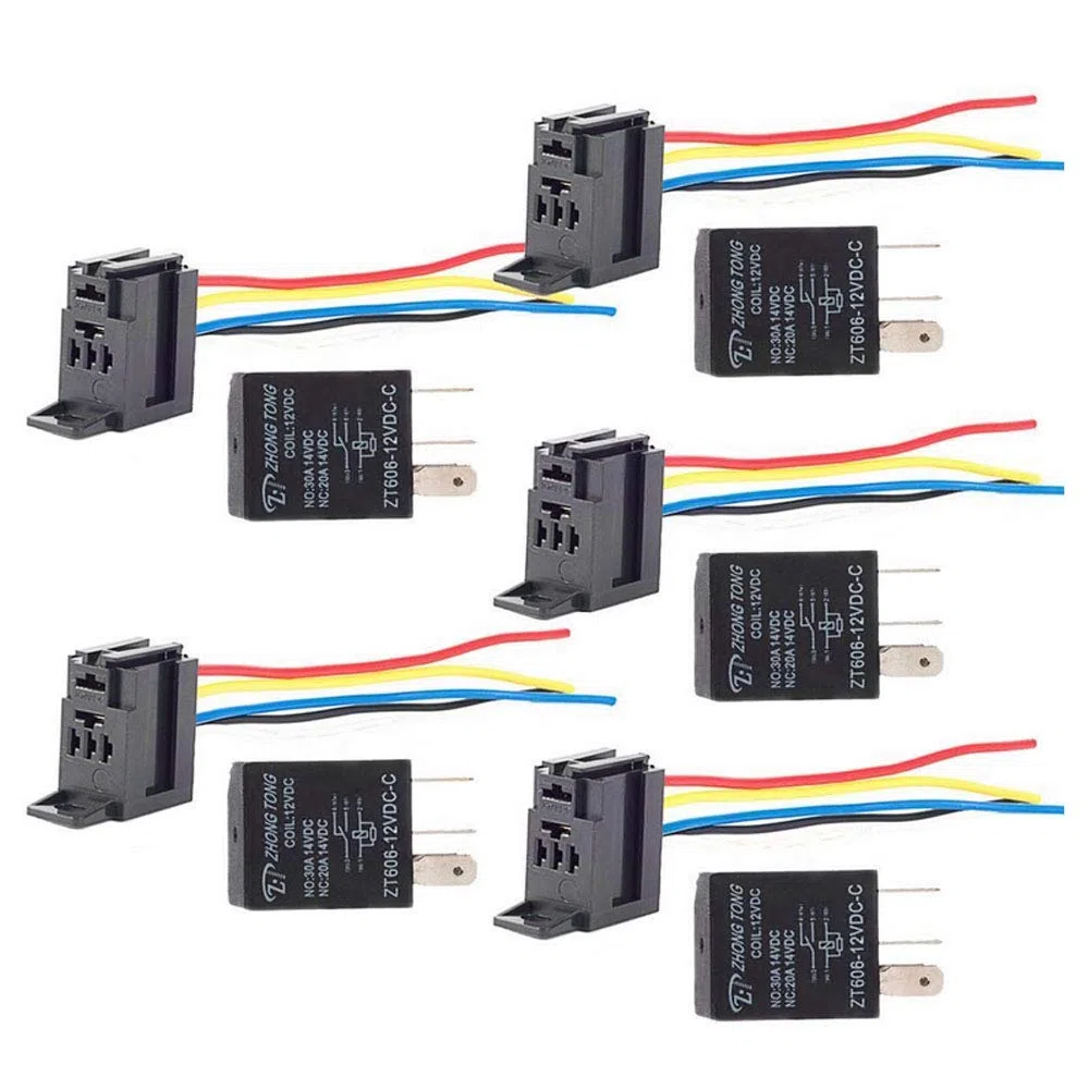 5 X 12V 30A 12V Auto Relè 5Pin Veicolo Automobile Relè Interruttore Elettrici Avviamento Pompa Carburante Fan Pesante Spdt Cavo Presa