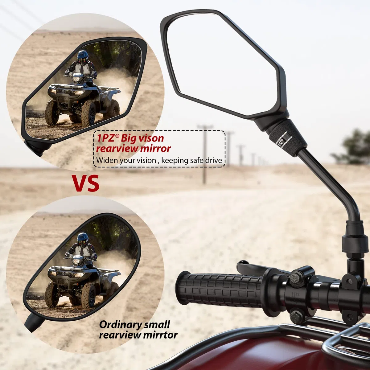 (MM3) Umparts 360 rotazione specchietto retrovisore staffa del morsetto W/7/20,3 cm manubrio Mount 10 mm caricabatteria per POLARIS linea di motore ATV Dirt bike Cruiser chopper