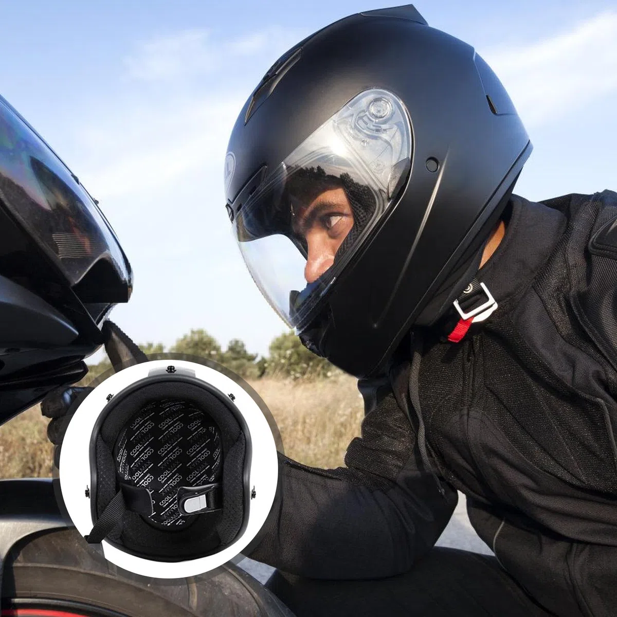Nizirioo 2pz Fodera Per Casco e Moto, Kit Traspirante Anti-Sudore, Imbottitura Per Casco Da Moto, Cuscinetti Di Ricambio Per Bicicletta Elettrica