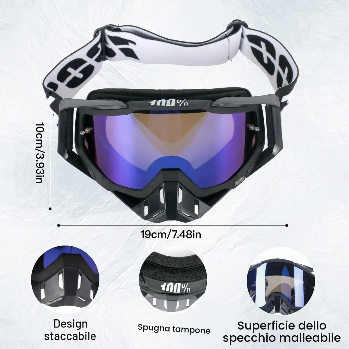 Occhiali Motocross Occhiali da Moto Antipolvere Occhiali da Motocross Mascherina Motocross Occhiali di Sicurezza per Moto, ATV, Casco Compatibile