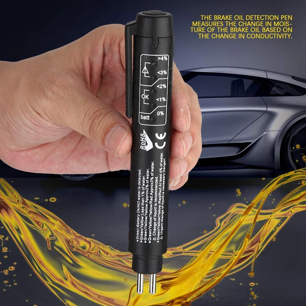 Liquido Freni Tester per liquidi freni Tester per liquidi Automotive Liquido Freni Detector Olio di Prova della Penna freni Penna 5 Indicatore LED per auto Strumento di prova per