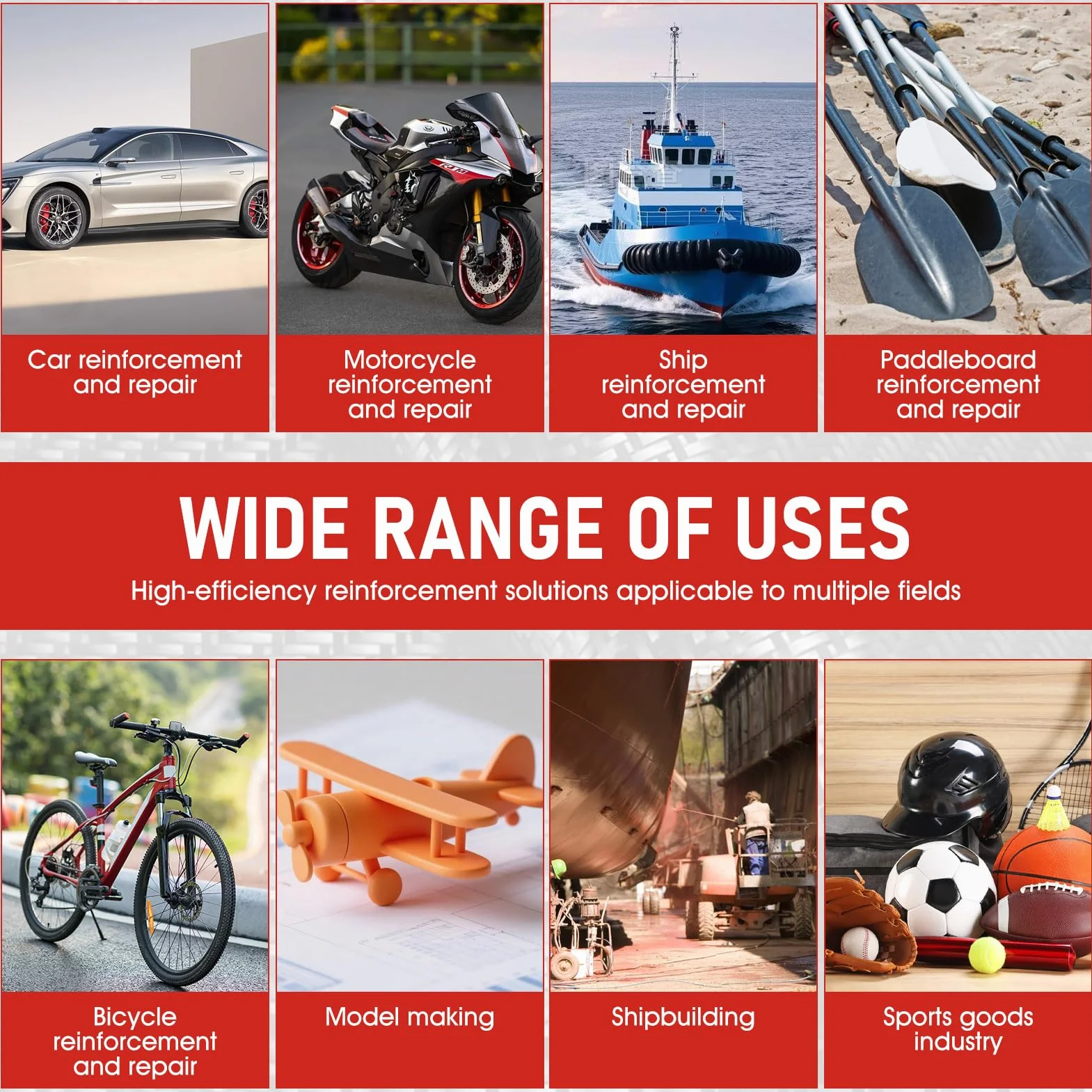 Kit di Riparazione Ultra Veloce in Fibra di Carbonio, Kit Epoxy Riparazione Resina + Tessuto in Fibra di Carbonio 20x60cm, Adatto per Il Rinforzo e Riparazione di Automobili, Motociclette, Navi