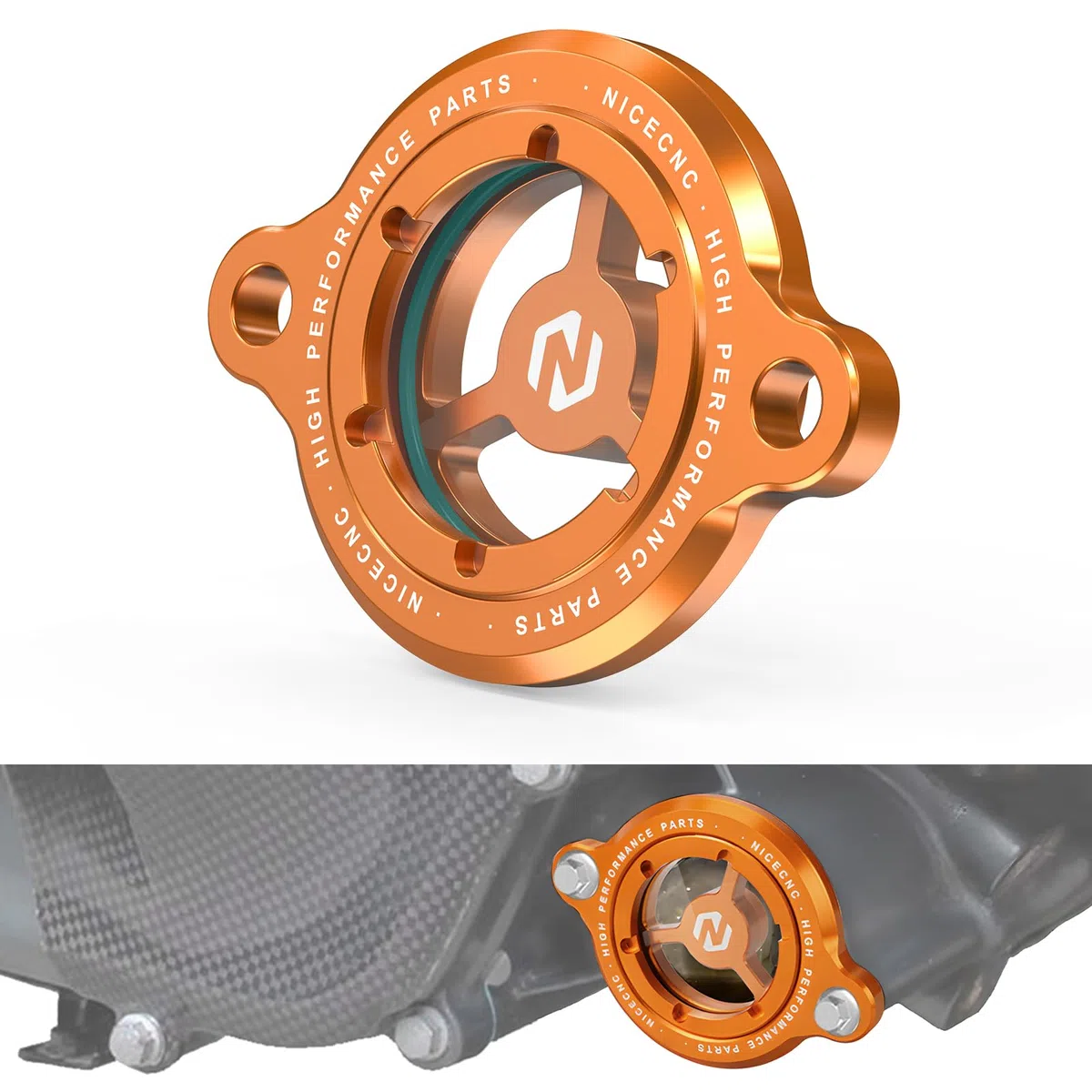 NICECNC Oil Filtrar Cover Oil Filtrar Cap Compatibile con RC 125/200/390 2017-2023,250 Adventure 2021-2023?Arancione