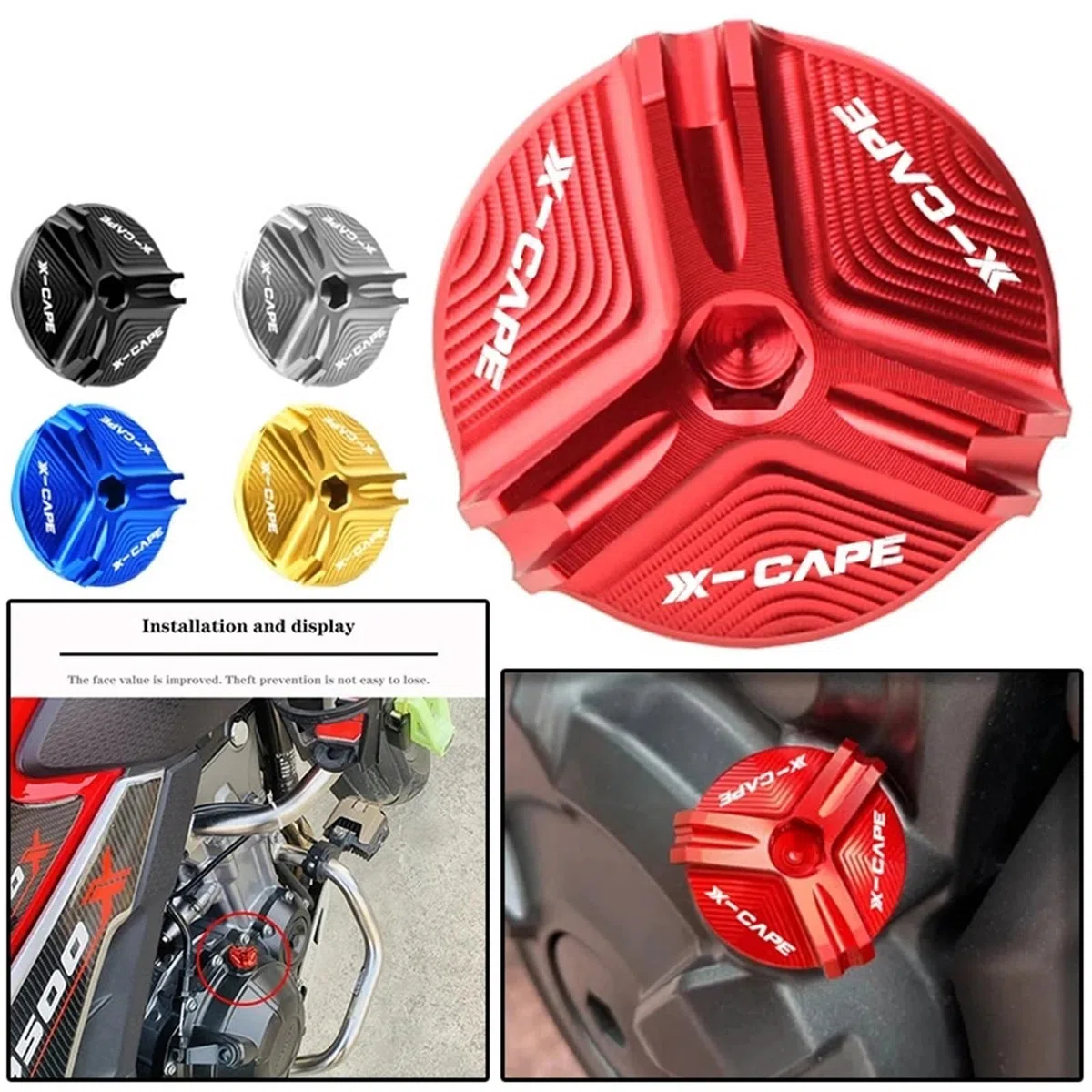 Adatto for Moto Morini XCape 2023 X Cape X-Cape 650 650X 2022 Tappo di scarico dell'olio del motore CNC for motocicletta, dado della coppa, Accessori(Black)