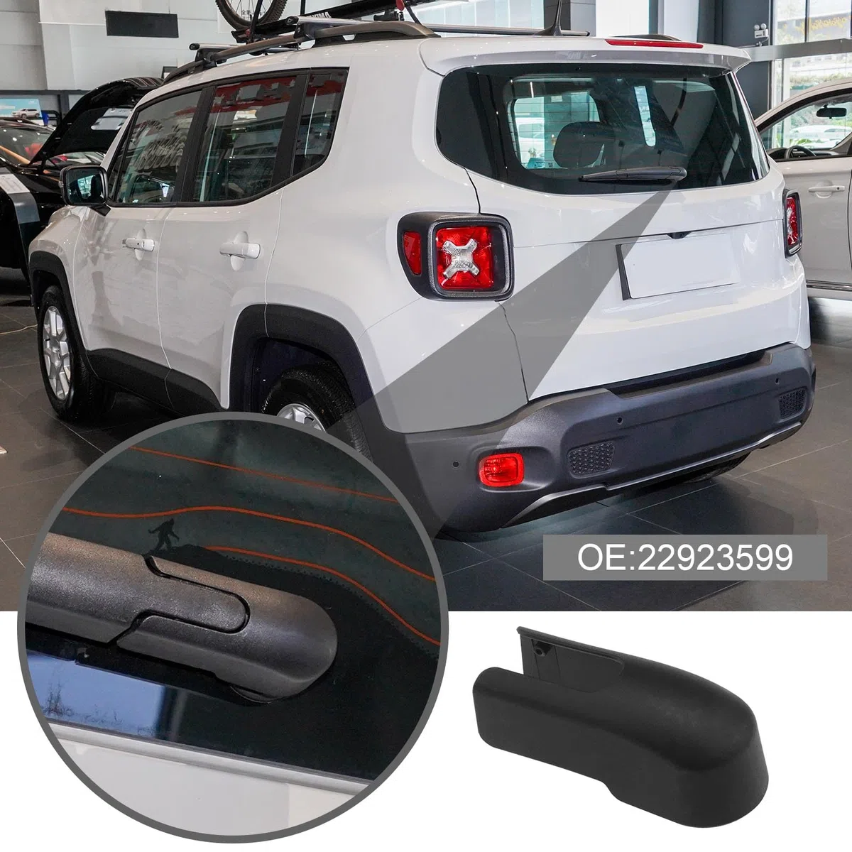 2 pz tappo di copertura del dado del braccio del tergicristallo posteriore compatibile con Jeep Renegade 2015-2022 OE Copertura del bilanciere del tergicristallo posteriore dell'automobile