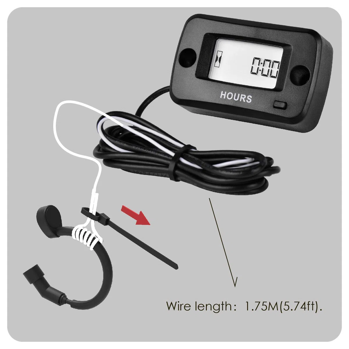 Jayron Digital LCD Contaore Impermeabile Motore a benzina Contaore Contatore Manutenzione Azzerabile Per Paramotori Motoseghe Generatori Rasaerba Marine Barche