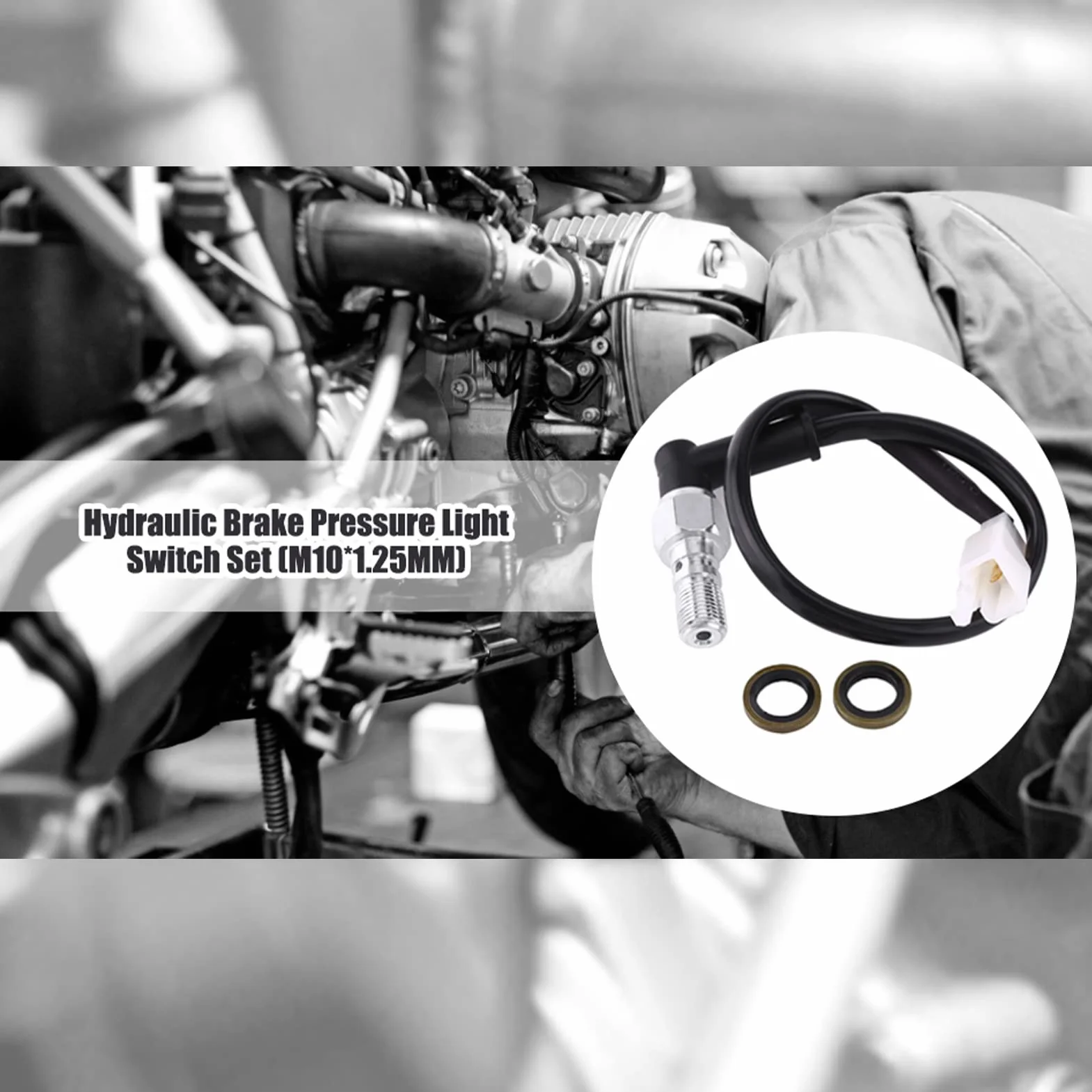 sensore stop moto + Interruttore della luce di pressione del freno del motociclo, interruttore della luce posteriore del motociclo universale per il motociclo (filo spesso M10 1.25MM)