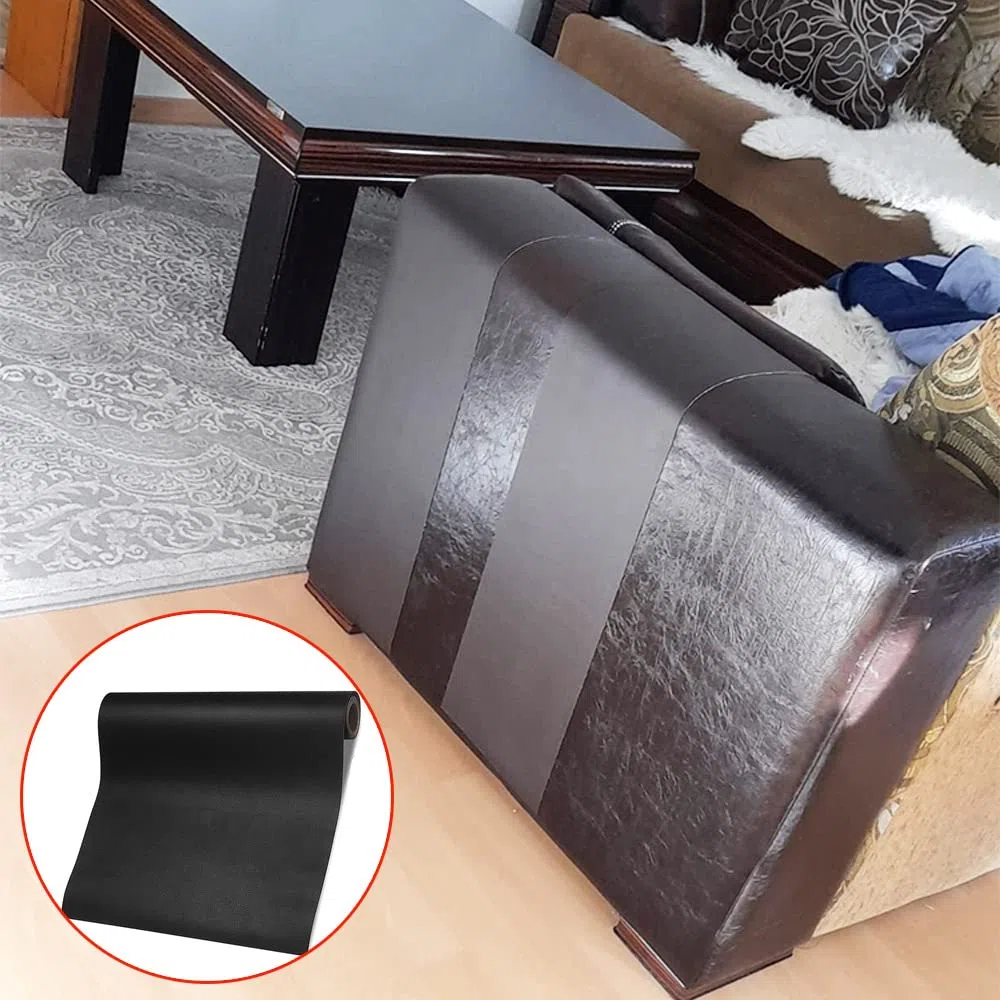 Kit di riparazione in pelle, autoadesivo, 60 x 137 cm, per divani, seggiolini auto, sedia da ufficio, testiera (nero), M