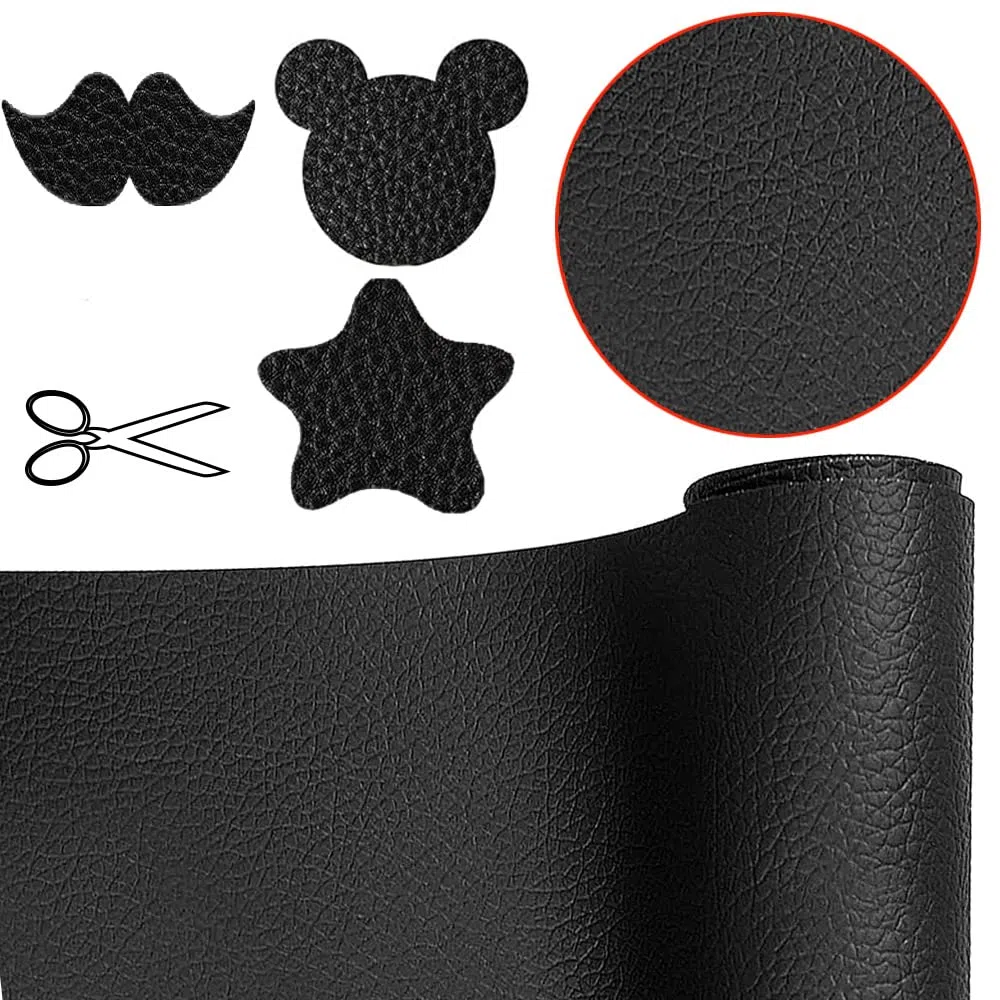 Kit di riparazione in pelle, autoadesivo, 60 x 137 cm, per divani, seggiolini auto, sedia da ufficio, testiera (nero), M
