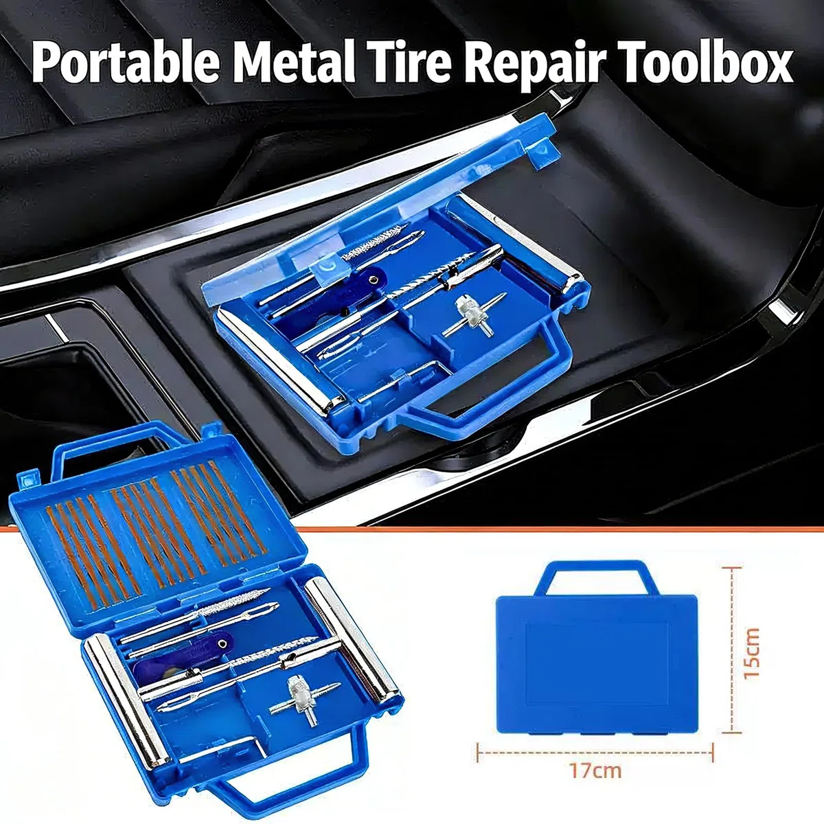 23 pezzi Kit di riparazione pneumatici auto, per auto, moto, camion, ATV, bicicletta, trattore, ecc