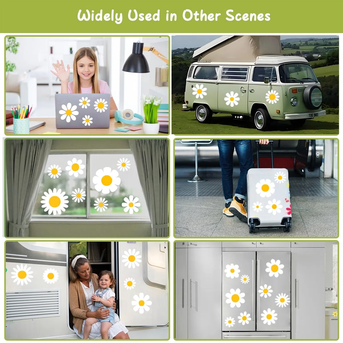 82 PCS Margherita Adesivi per Auto,Fiore Decalcomania Dell'autoadesivo Dell'automobile,Decorazioni Vinile Automotive Decorazione Esterna Adesivo Autoadesivo per Porte Finestre Pareti Muro Moto Camper