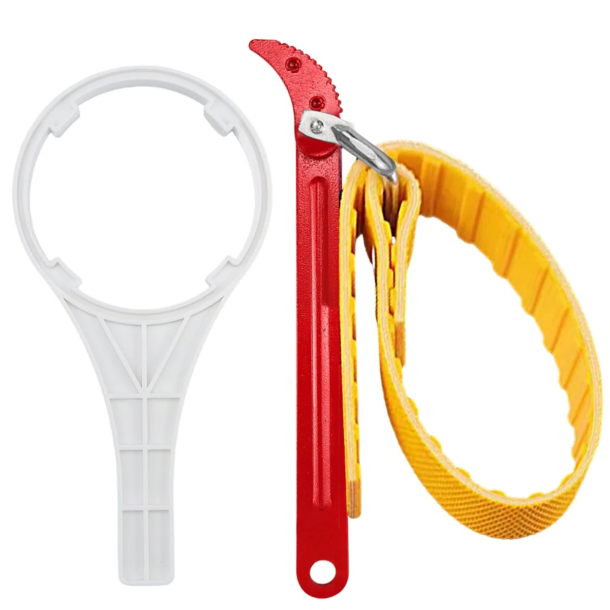 FAELNK Chiave a Nastro Chiave Filtro Olio 2 Pezzi Chiave a Cinghia in Gomma e 10" Chiave Filtro Acqua in Plastica per Apribottiglie, Tubi Regolabili, Cinghia Del Filtro Dell'Olio, ecc