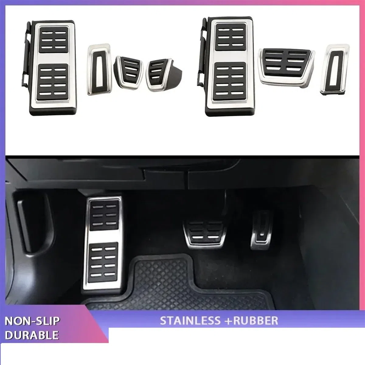 Pedali Auto Copripedale Per Per GOLF 7 8 Per GTi MK7 Per Lamando Per POLO A05 Per Passat B8 Per Skoda Per Rapid Per Octavia 5E 5F A7 2014+ In Acciaio Inox Copertura Pedale Pedaliera auto(MT with rest)