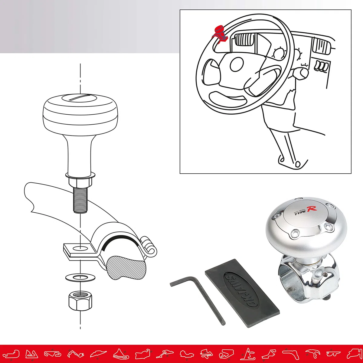 Sumex 2707096 Carplus - Pomello Volante Alluminio Type R