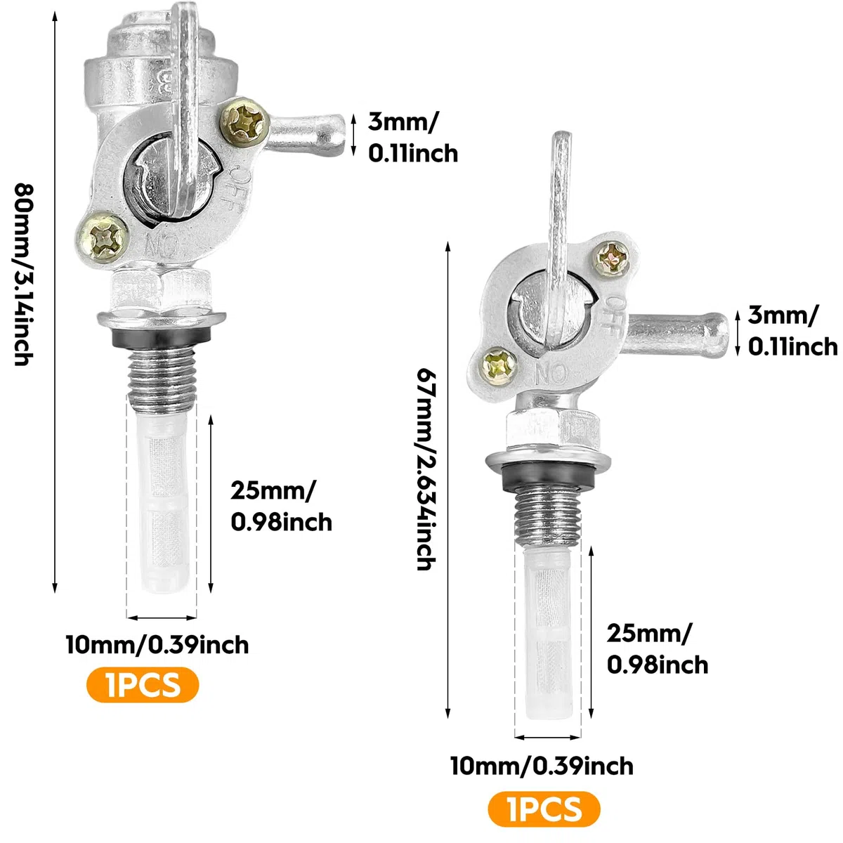 2 rubinetti universali a benzina M10, interruttore a benzina, per serbatoio, per generatore, serbatoio, moto, fuoristrada, karts