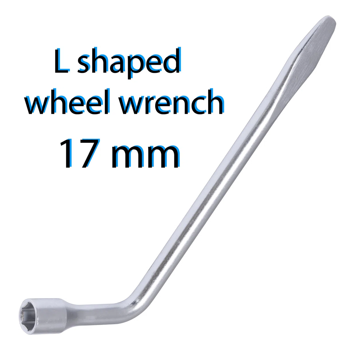 Aerzetix - C68472 - Chiave di smontaggio ruote 17mm in ''L 295x95x25mm a 6 lati con manico cacciavite piatto - in acciaio Cr-V
