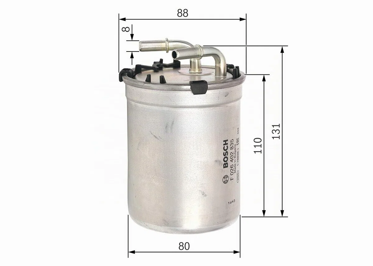 Filtro Diesel per Auto Bosch N2835 - Separa le particelle e l'acqua dal carburante, protegge il sistema di iniezione