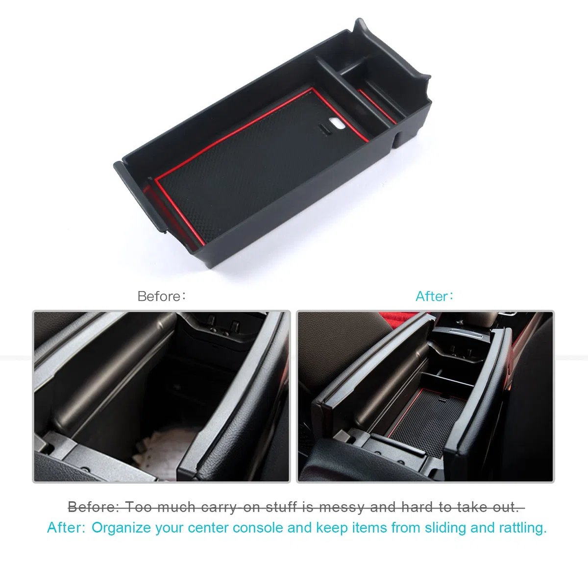 CDEFG Mercedes Classe A W177 V177 Classe B W247 GLA H247 CLA C118 2019-2022 2023, Vano Portaoggetti da Bracciolo Scatola di Controllo Centrale Scatola di Immagazzinaggio Organizer Accessori (Rosso)