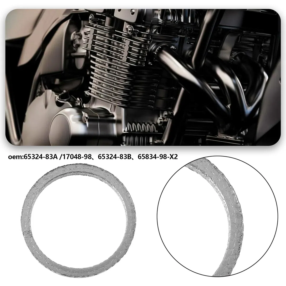 1 Paio Guarnizioni Moto 65324-83A 17048-98 65324-83B 65834-98-X2 Compatibile con Ha-rley Davidson (1984-Up) 50x42x4,5mm