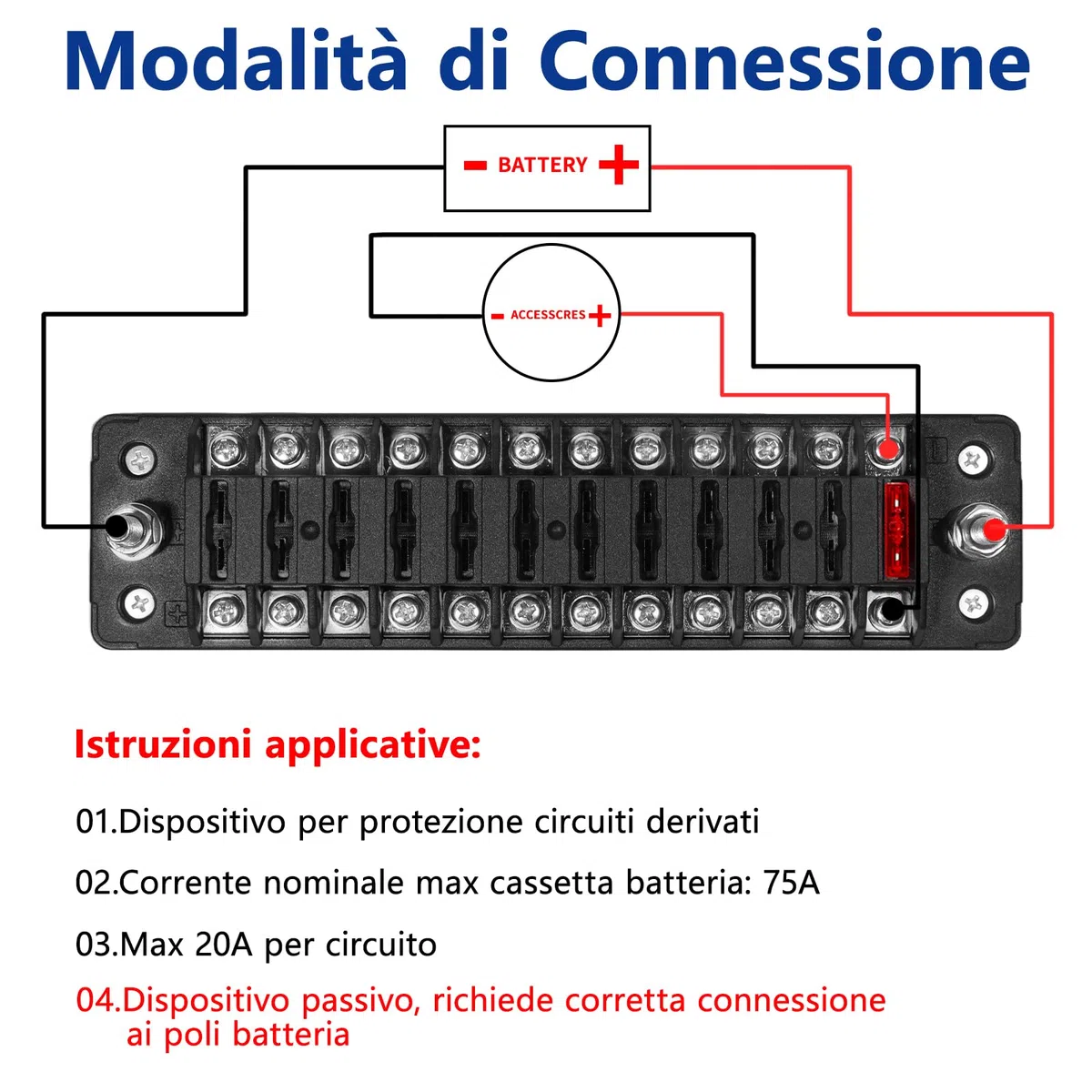 Portafusibili 12V ermetico, 12 vie scatola fusibili ATC/ATO con barra collettrice negativa, senza LED, per auto barca camper roulotte SUV camion – 12 circuiti
