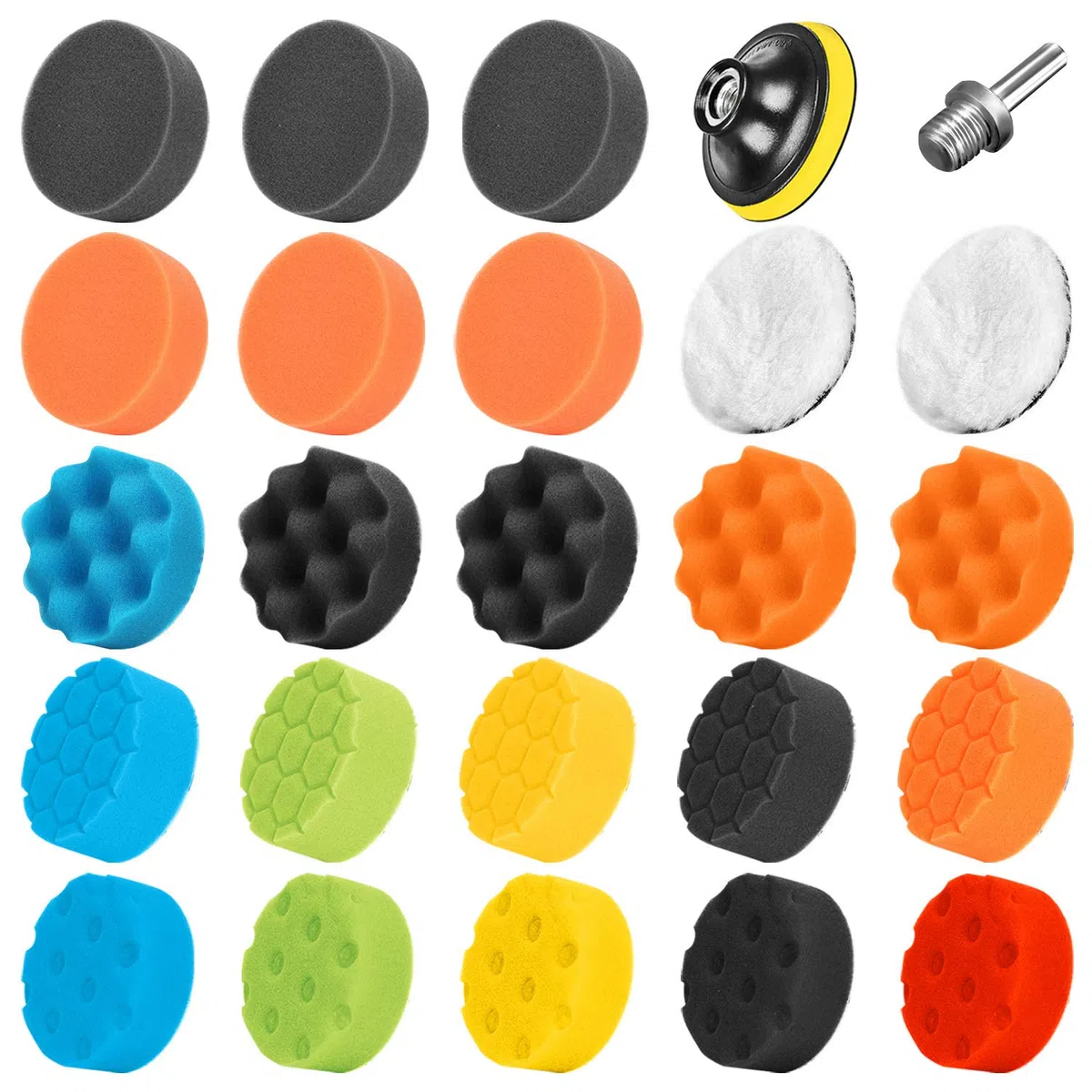 SPTA 25 Pezzi 80 mm Lucidatura Pad Spugne di Cera Spugne Auto Lucidatura Set con M14 Adattatore Tampone per lucidatura per Eccentrico Lucidatrice Grinder