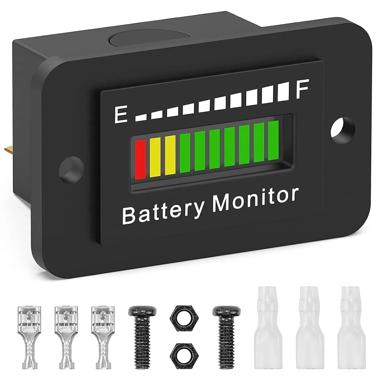 Greluma 1 Pezzo Misuratore monitoraggio batteria LED da 12V,24V,36V,48V,60V,72V,Indicatore livello,Tester batterie piombo agli ioni litio per Golf CART Yamaha Club CAR EZGO Stacking Machine Motorcycle