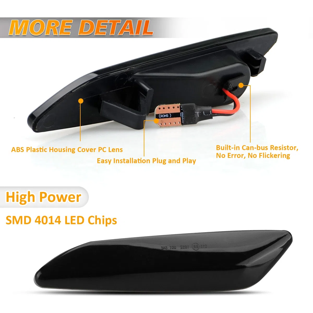 D-Lumina Indicatore di direzione a LED per Alfa Romeo 156 147 / Sportwagon156/Lancia Ypsilon/Lancia Delta MK3/Fia-t Tipo/C.hry-sler Ypsilon (Nero)