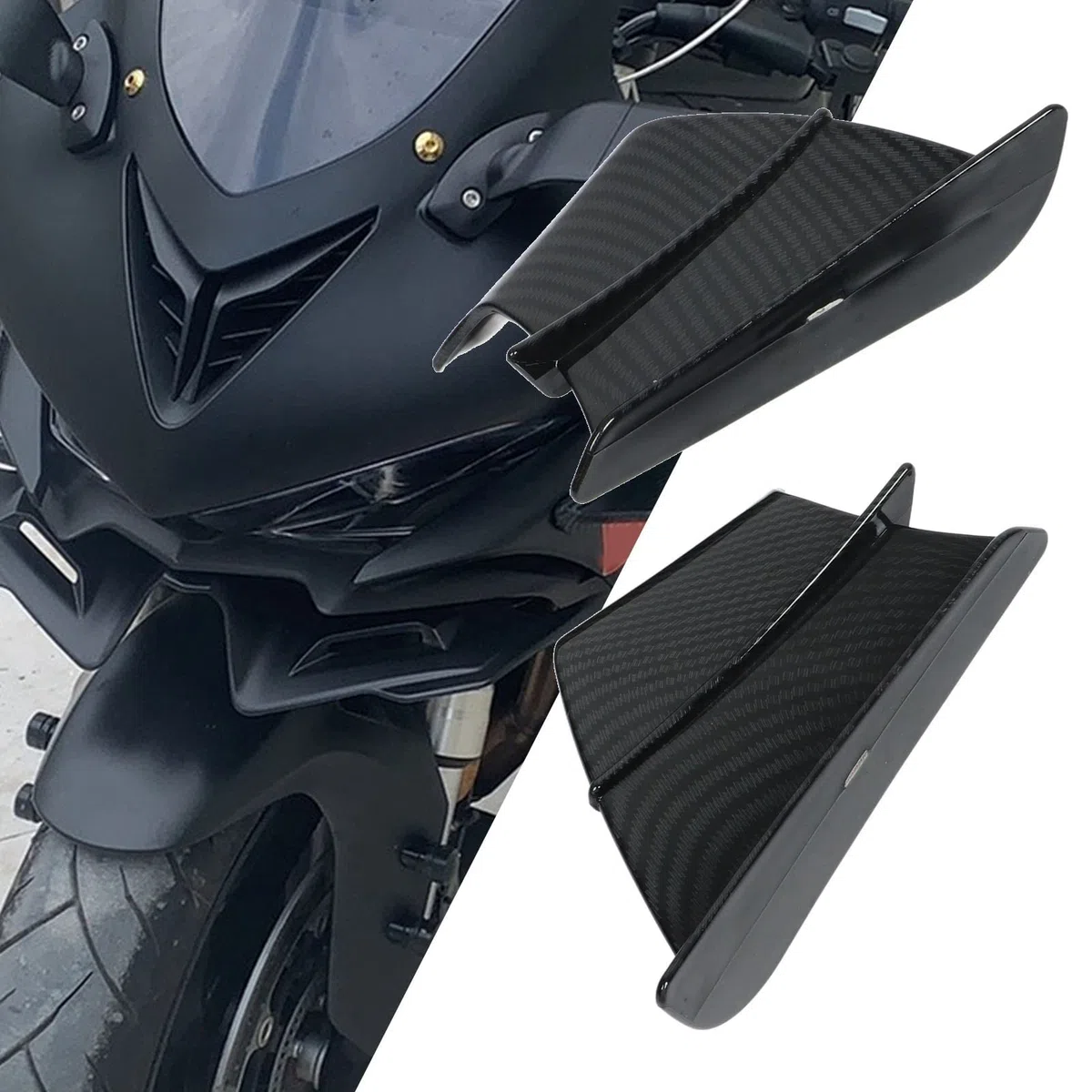 Qiilu 1 Paio Ala del per Moto Alette Aerodinamiche per Moto in Fibra di Carbonio Carenature Laterali Alette Universali Spoiler del Coperchio dell'ala della Carenatura Set di per