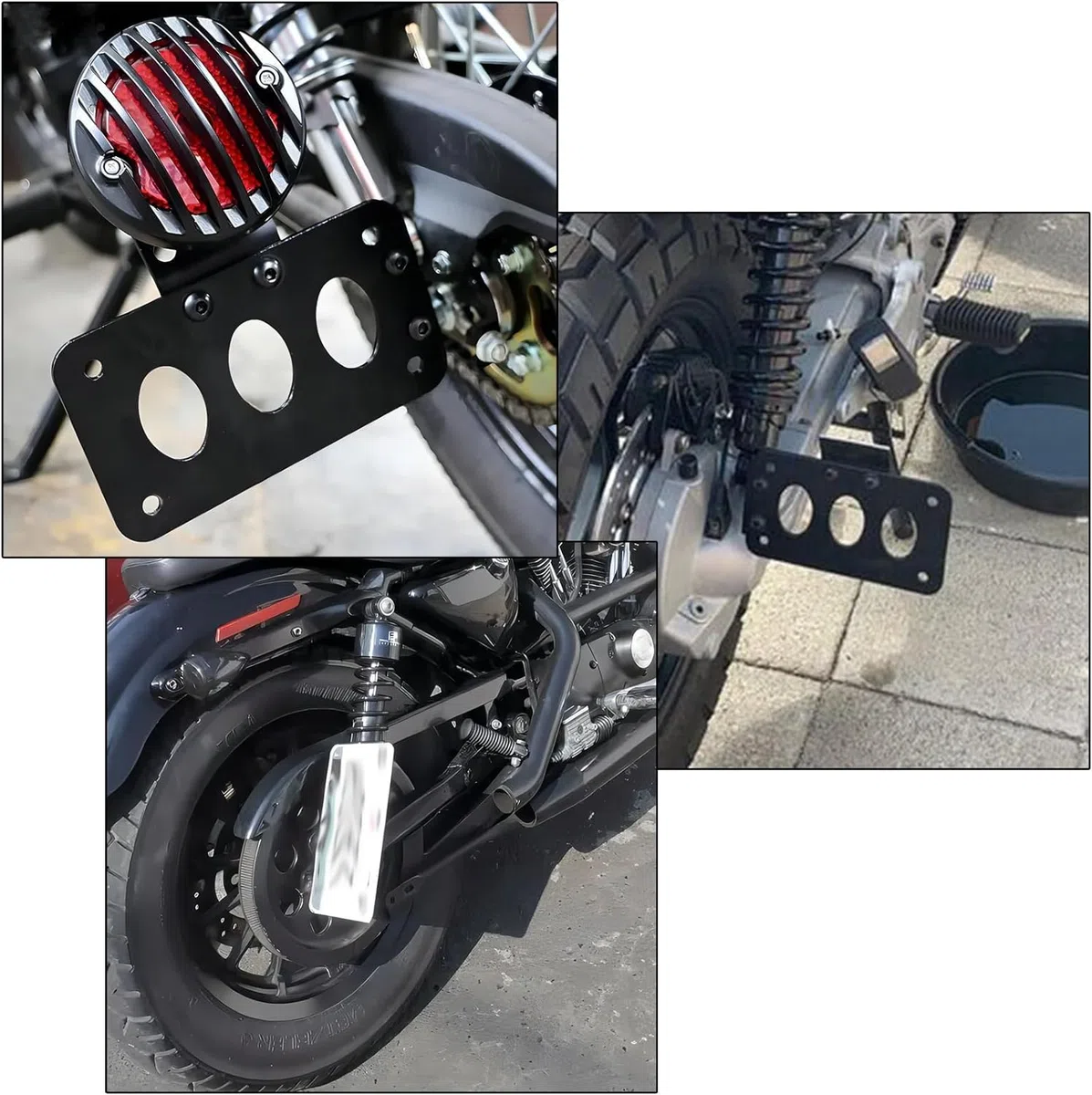 Supporto Universale per Targa del Motociclo, Montaggio Laterale con Luce