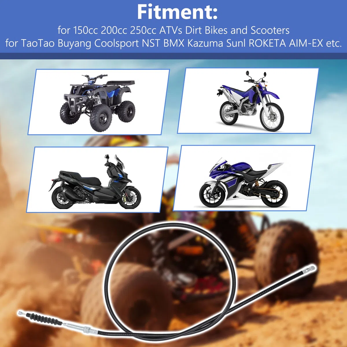 Cavo frizione PVC plastica universale per 150cc 200cc 250cc Dirt Bikes & Scooter, cavo frizione per moto 125cc, 50cc, 1E+1 cm, ISO, Ausiliare