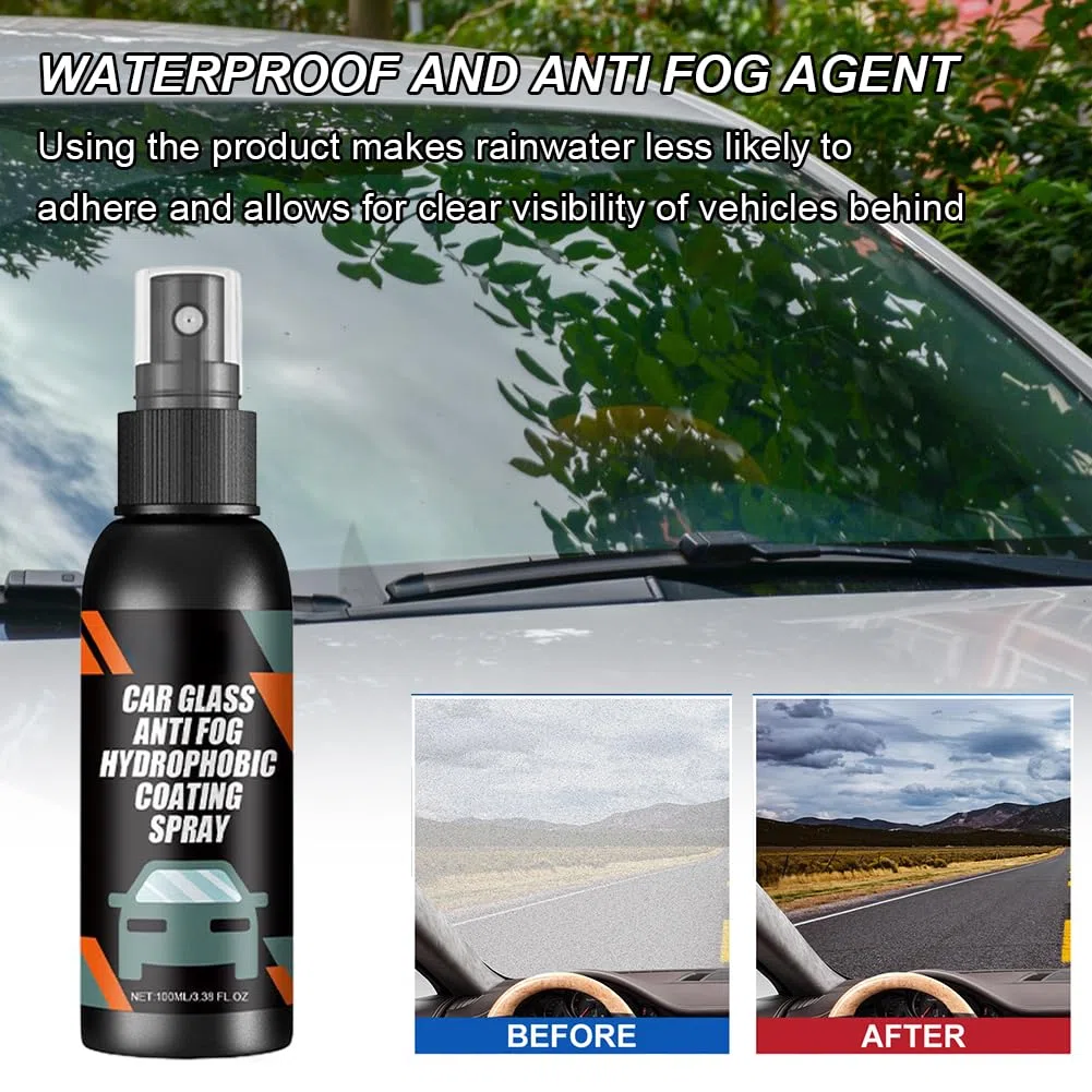 Spray Antiappannante Vetri Auto e Parabrezza,Spray Antiappannamento Per Parabrezza Auto,Agente Antipioggia Antiappannamento Per Vetro Per Auto,Spray Sbrinante per Auto,100ml