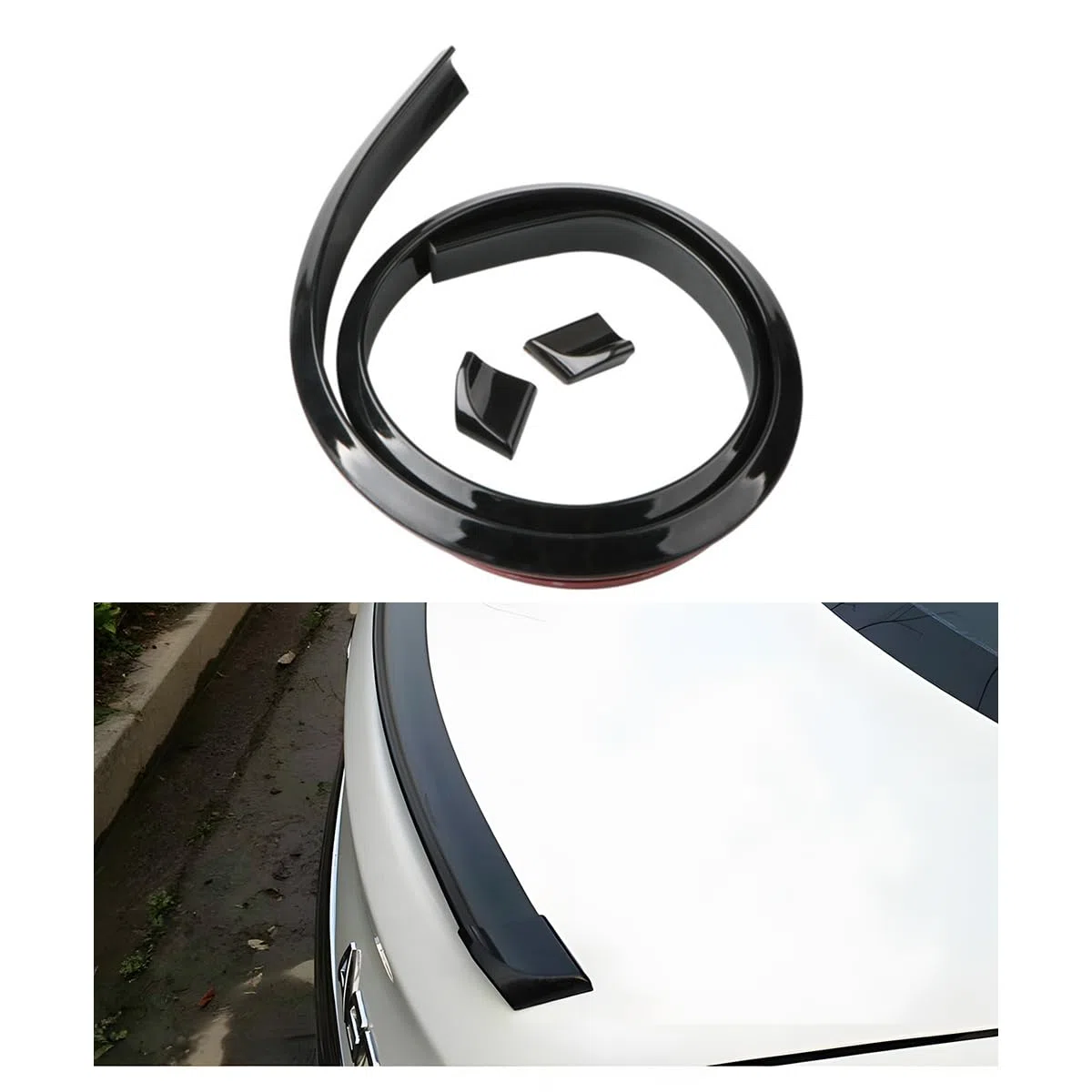 Spoiler Posteriore per Bagagliaio Auto, Spoiler Bagagliaio Universale, Copertura per Alettone Posteriore Dell'auto, Striscia Di Gomma Universale, Per Maggior Parte Vetture(Nero)