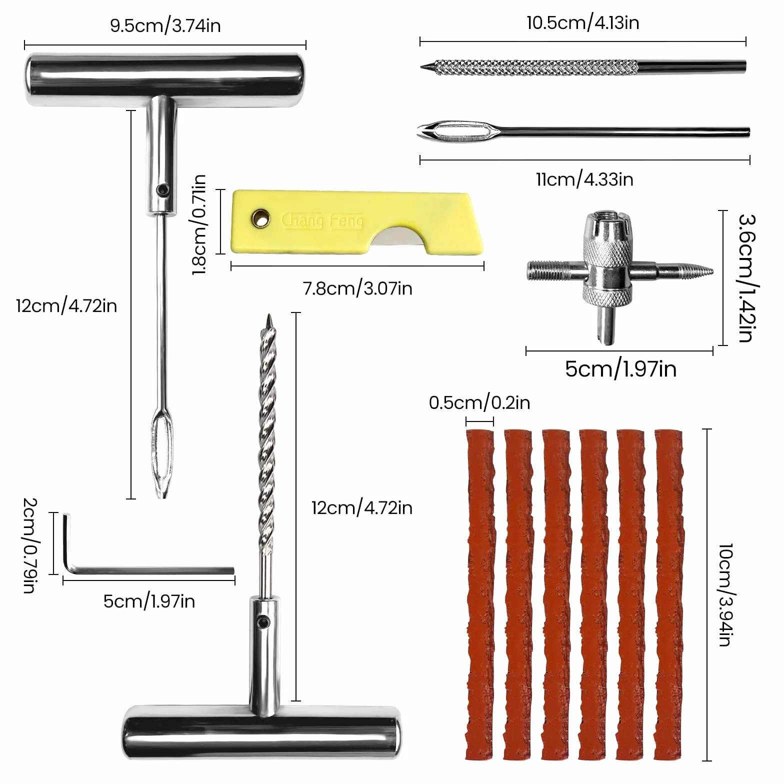 Kit di riparazione forature per auto/moto/caravan, kit di foratura per pneumatici, per fissare forature in 3 minuti, stoppini + accessori completi, compatto per bagagliaio, facile da usare senza