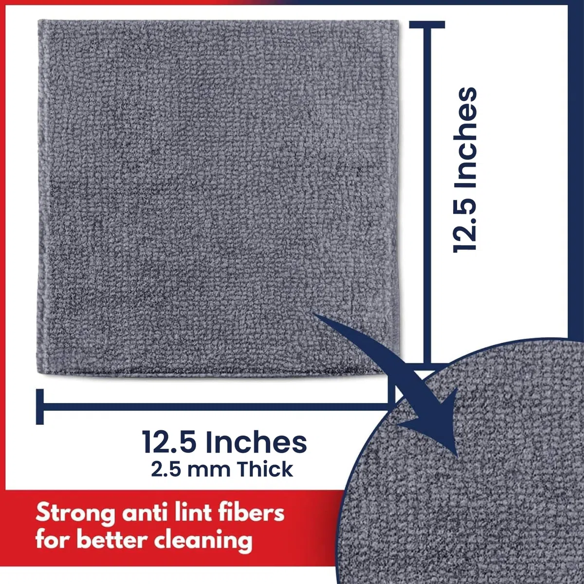 Confezione da 12 panni in microfibra ultra assorbenti per dettagli auto, tessuto grigio premium per una lucentezza senza striature su auto, specchi e superfici domestiche - (30 x 30 cm)