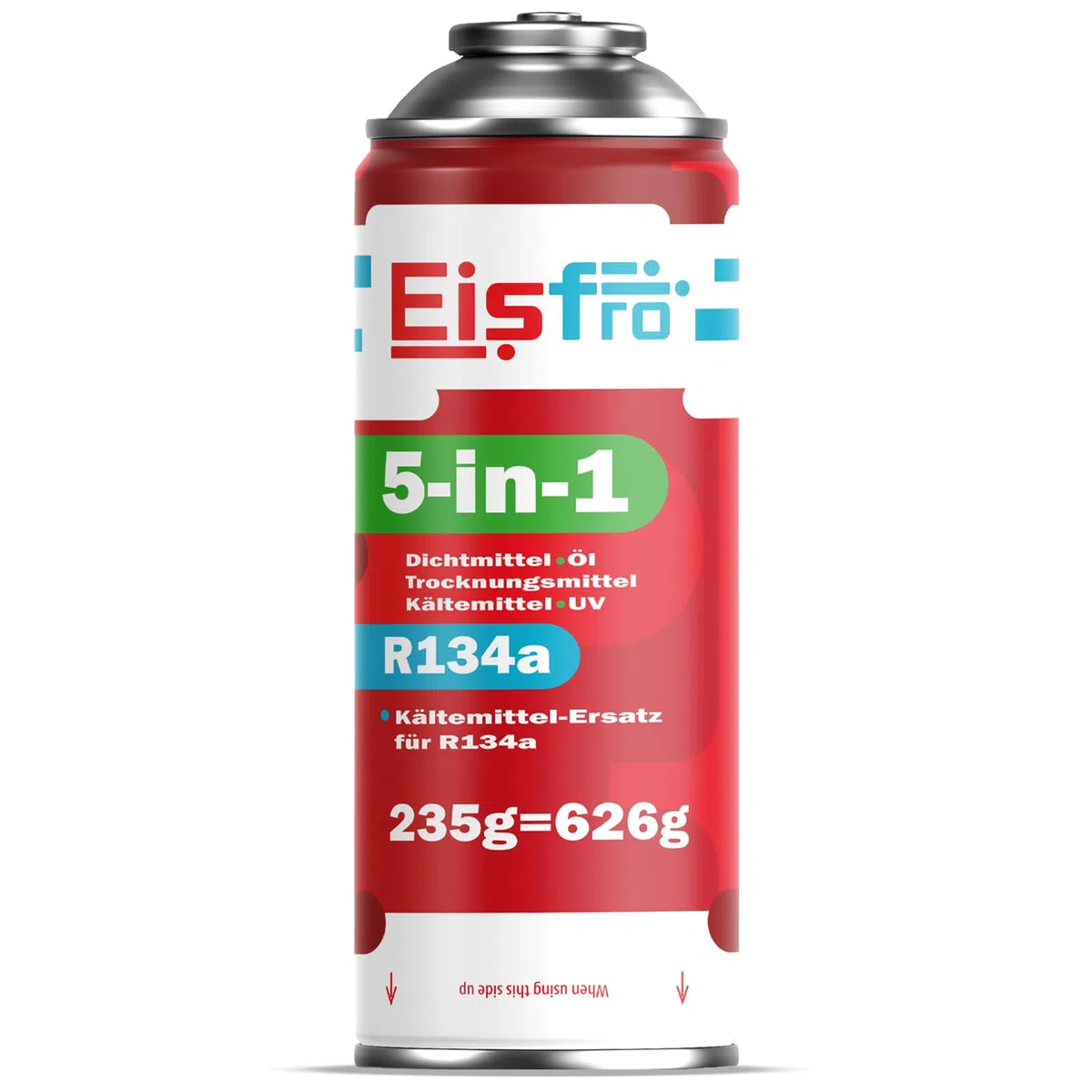 5-in-1 – Refrigerante R134a XL per climatizzatori auto con olio, sigillante, tracciante UV e disidratante – Protegge il compressore – 235 g per confezione