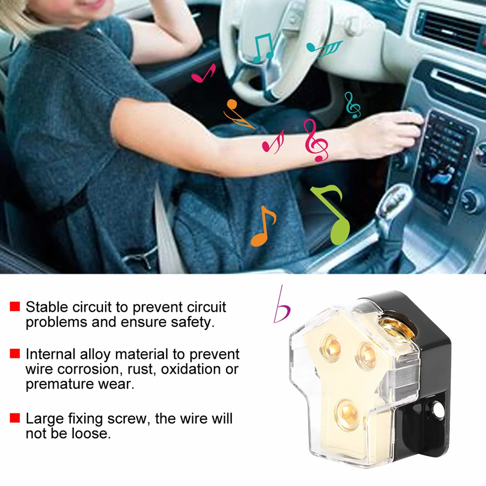 Blocco Distribuzione Alimentazione Auto, Fydun Ingresso 1 * 1GA Uscita 2 * 4GA Distribuzione di a Terra Distributore di Alimentazione Audio per Auto, Barca o Altri Veicoli