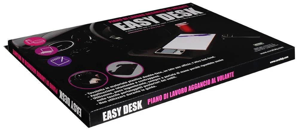 CORA 000120739 Easydesk - Supporto da lavoro per volante, in plastica, nero, 42,5 x 28,5 x 2,5 cm