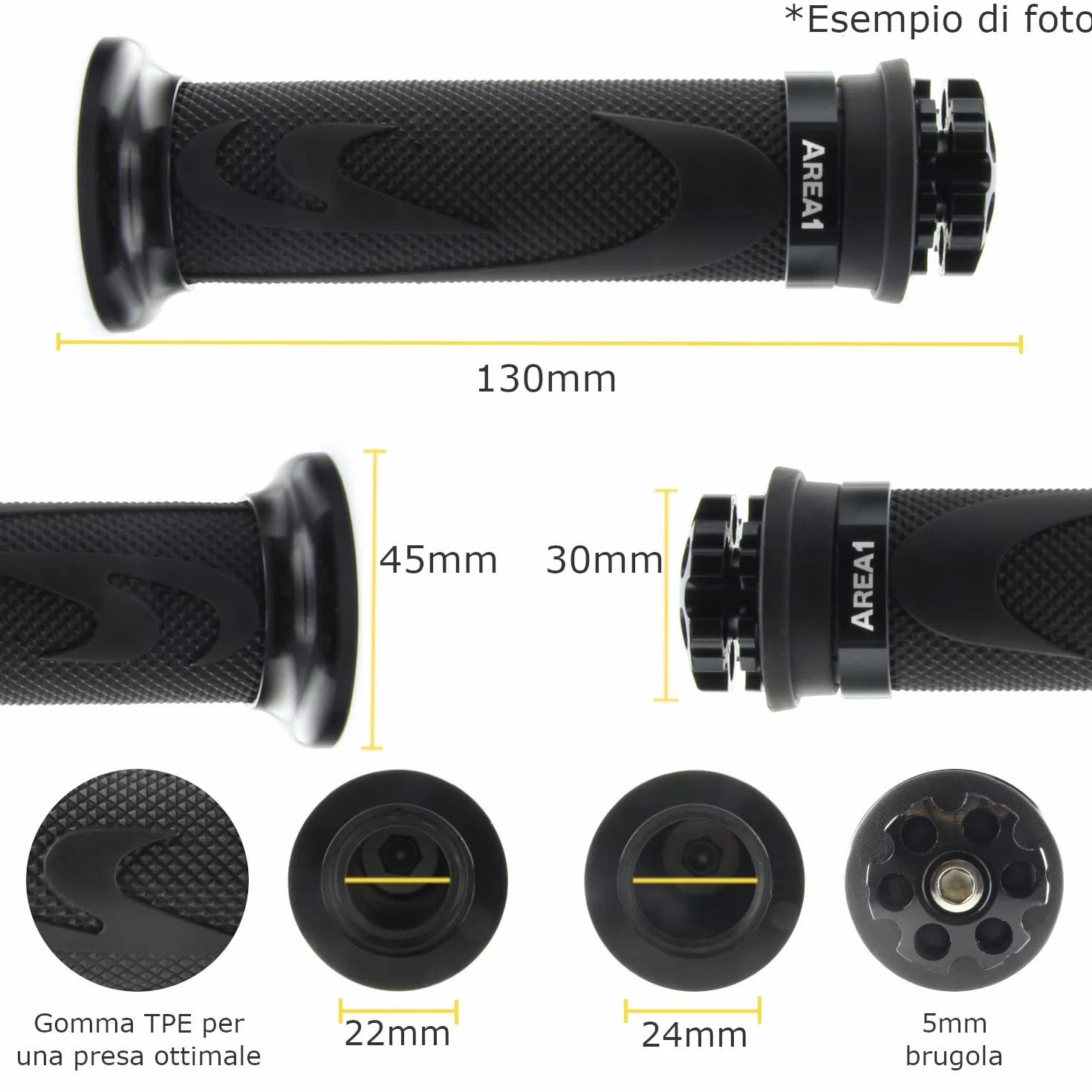 Manopole universali per motociclo/scooter, 22/24-25 mm (RS1)