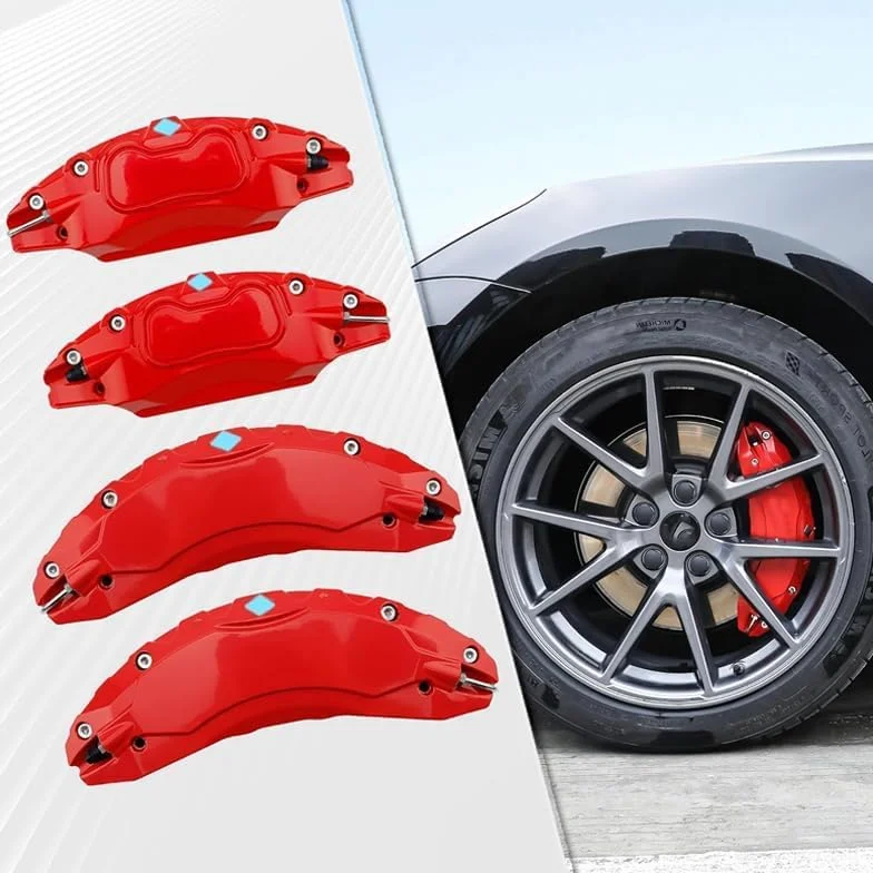 4 Pezzi Copri Pinza Freni Auto per Alfa Romeo Stelvio 2017-2021, 3D Pinze Freno per Ruota Auto per Mozzo Ruota, Resistenti Copri Pinza Freno Auto,Red