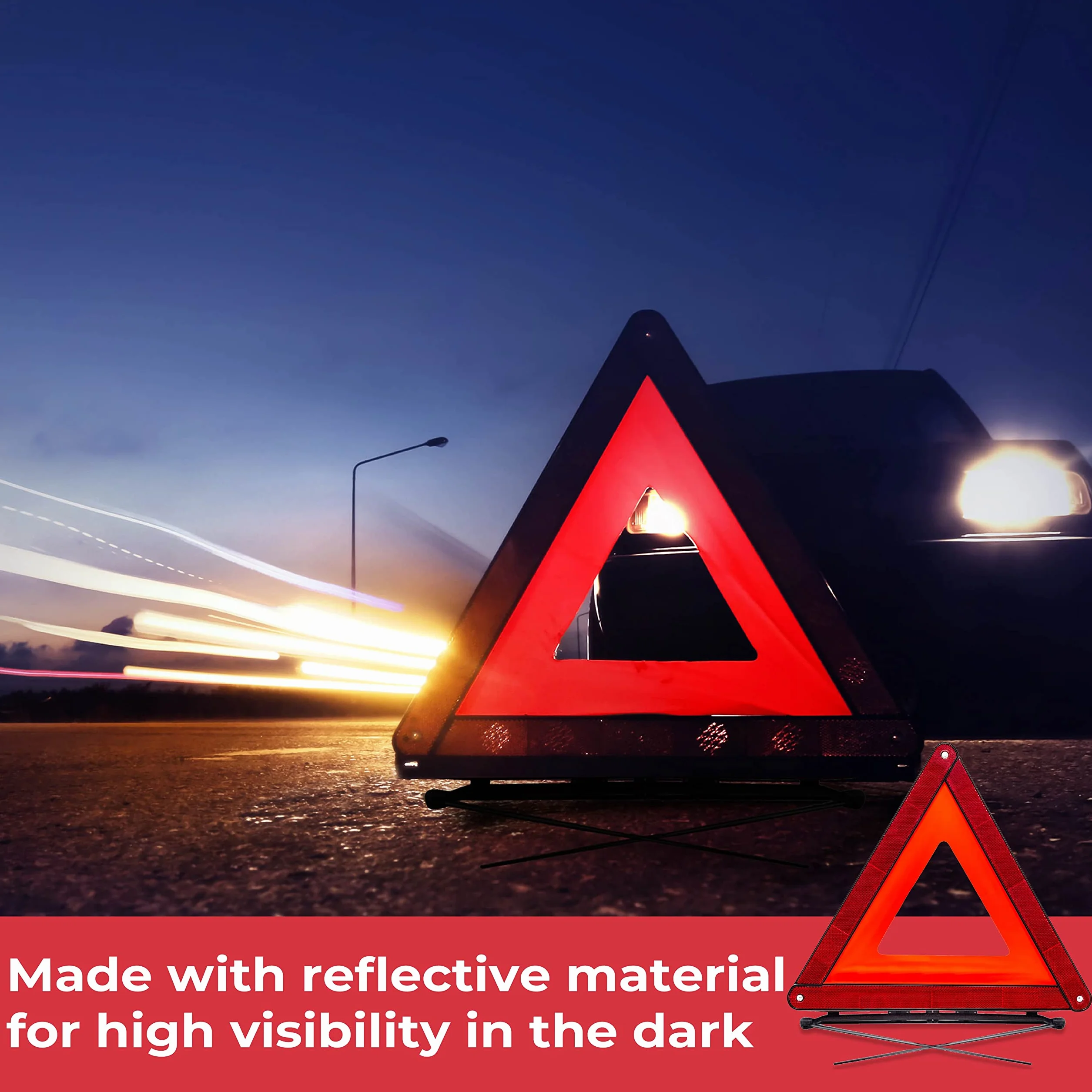 GADLANE Triangolo Auto Omologato ECE & Gilet Catarifrangente Riflessivo Pieghevole con Custodia Sicurezza Stradale Avvertimento