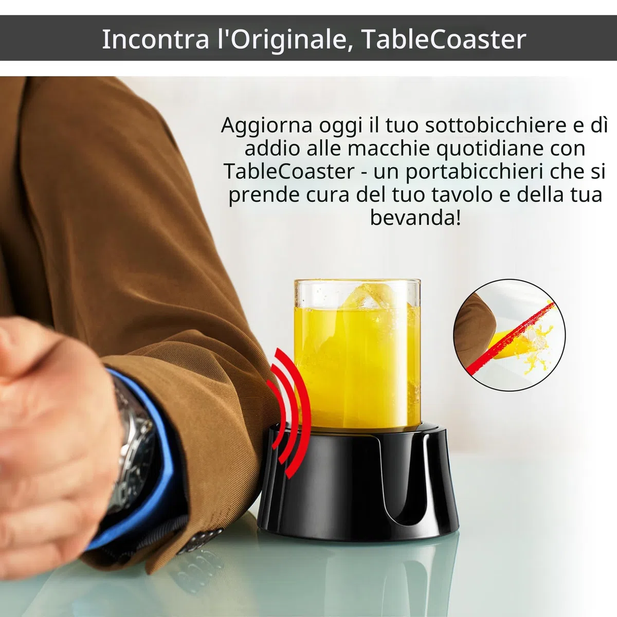 TableCoaster - Il portabevande ideale antigoccia (bianco ghiaccio)
