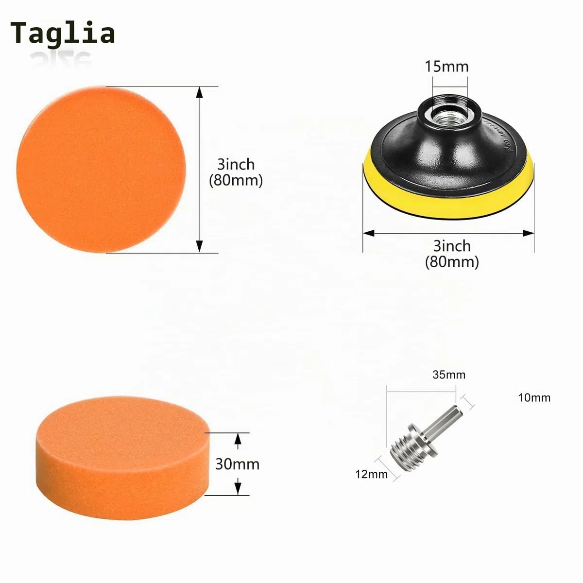 SPTA 34Pcs Kit Composto Tampone Lucidatura Lana Spugna per Lucidatura Auto Lucidatrice per Auto con Kit Adattatore Trapano M14 + Disco per Lucidatura + Spazzola di Pulizia (3 Pollici)