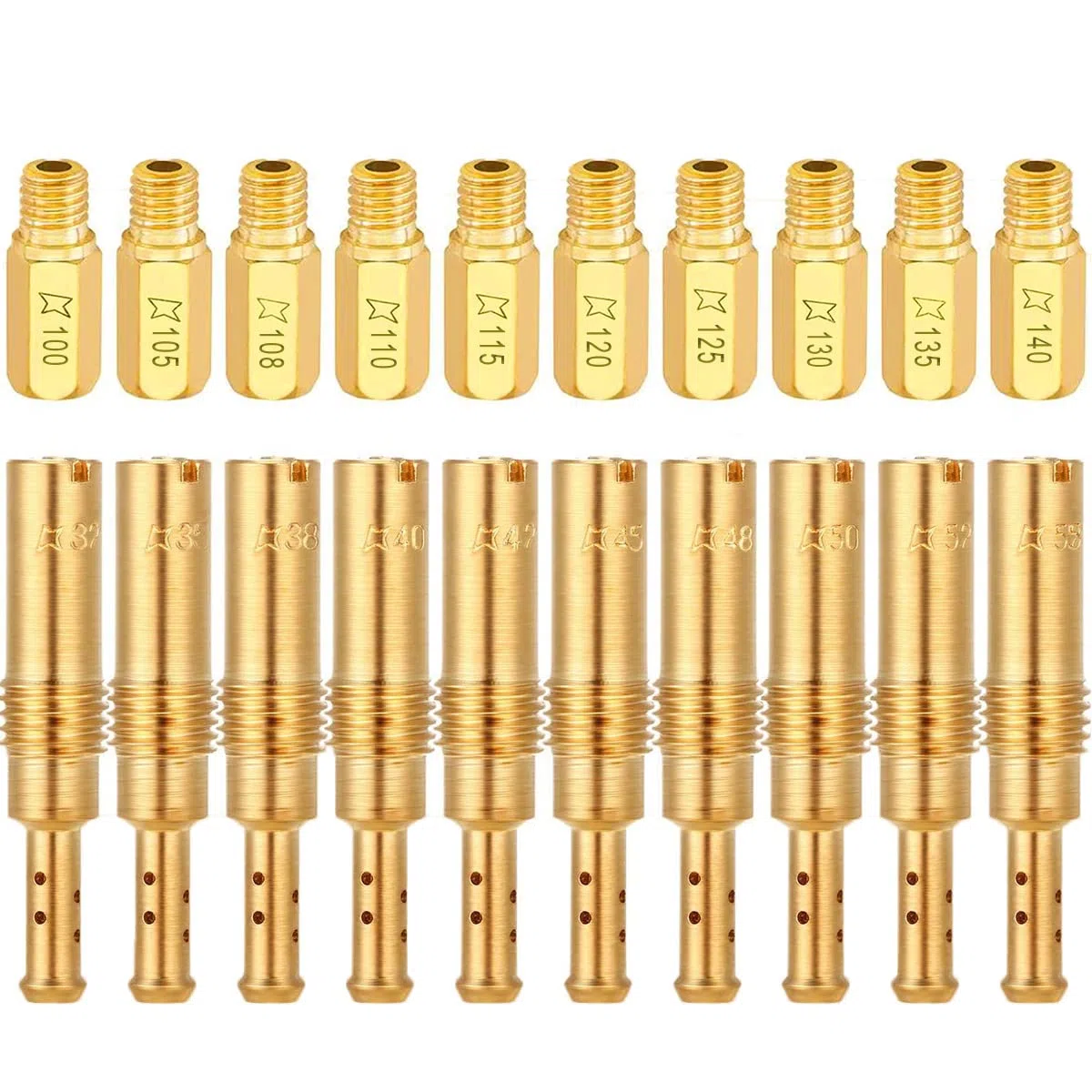 ZAMDOE 20 pezzi getti carburatore per PWK Keihin OKO CVK KOSO PWM (10 pezzi getti principali 100 105 108 110 115 120 125 130 135 140 e 10 pezzi getti pilota lento 32 35 38 40 42 45 48 50 52 55)