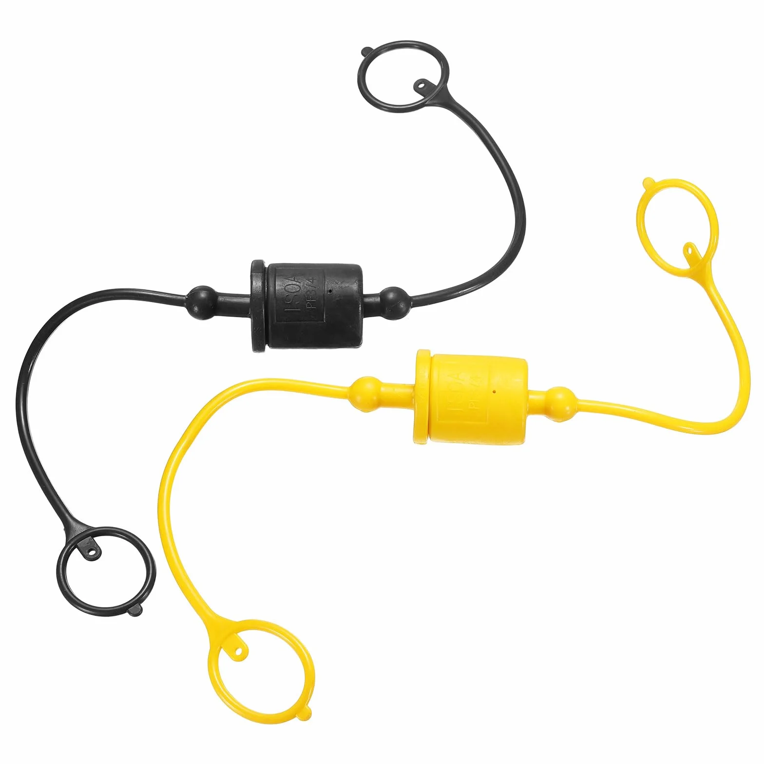Set di 2 tappi antipolvere per tubo idraulico 3/4 maschio ISO-A femmina, scollegatore rapido aria nero/giallo