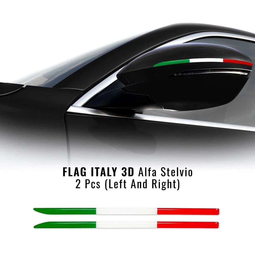 Stripes Strisce Adesive 3D Tricolore Italia Sagomate per Specchietti Alfa Stelvio