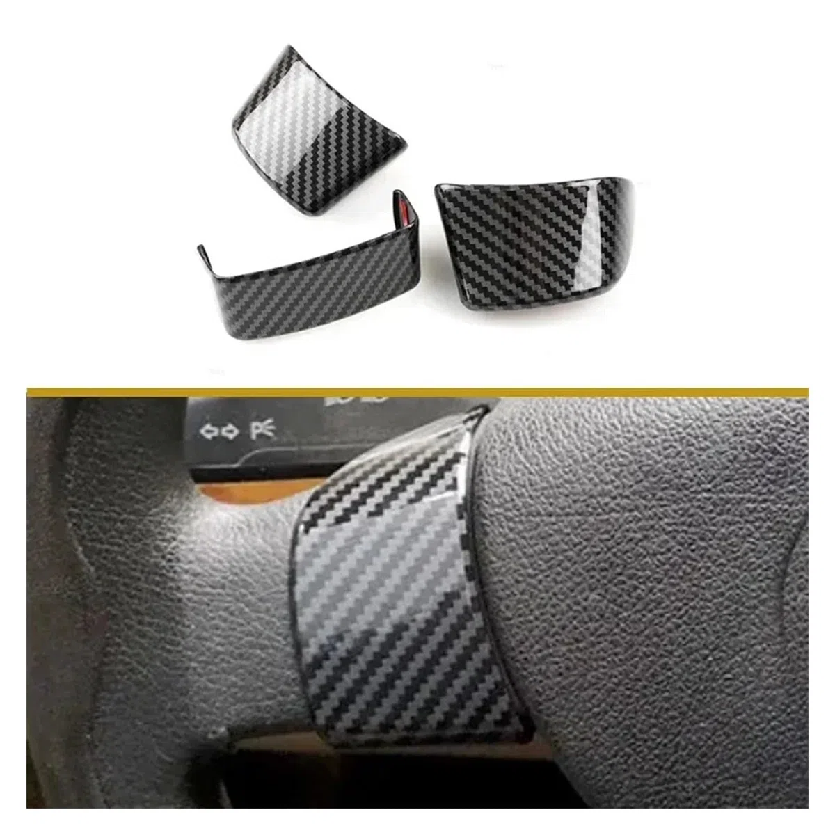Interni Auto Accessori Per VW Per Golf 5 MK5 Per Passat B6 Per Jetta Per Tiguan 2007 2008 2009 2010 2011 ABS Fibra di carbonio Volante dell'automobile Patch decorativa Adesivo Auto Trim